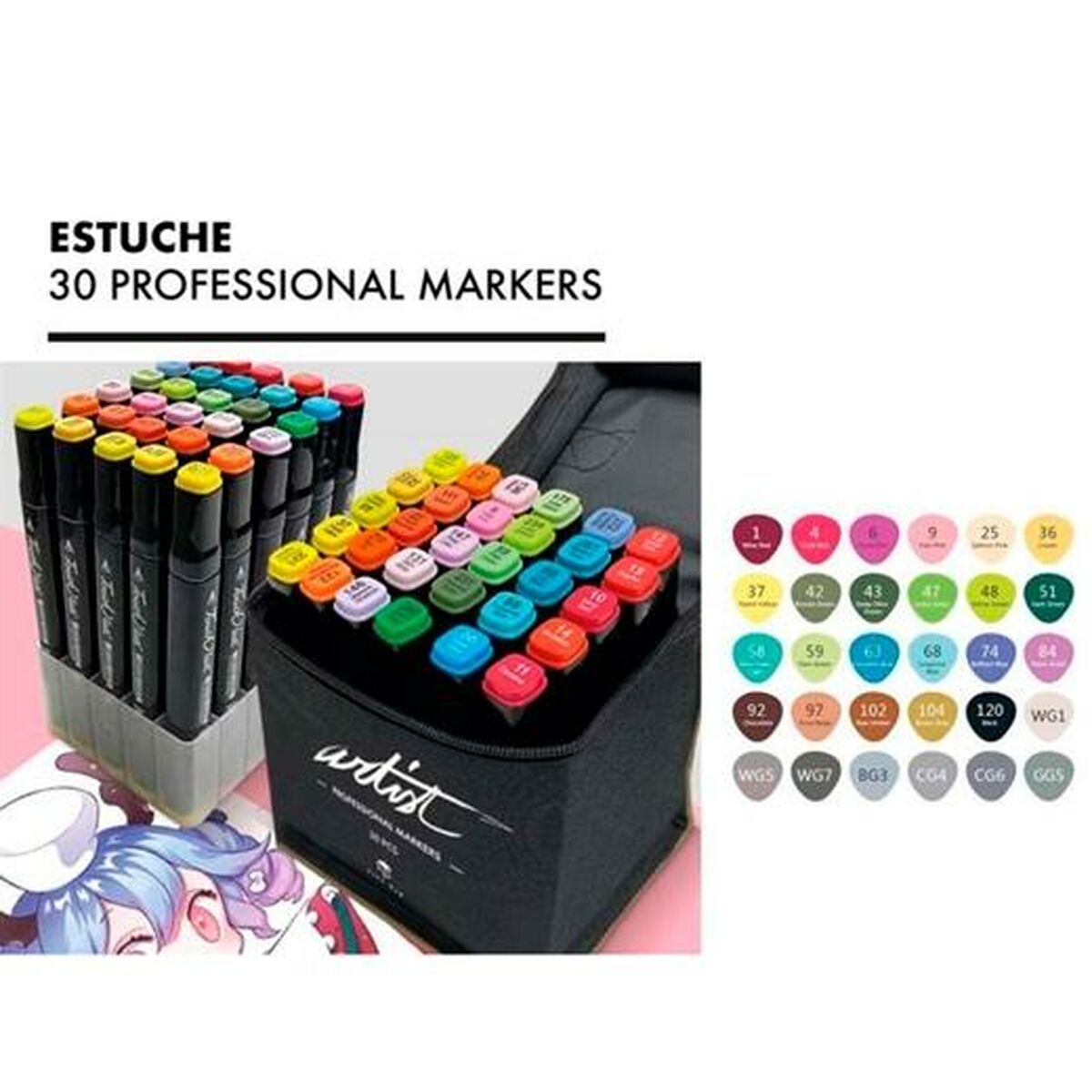 Set di Pennarelli Alex Bog Luxury Canvas Gama Artist 30 Pezzi Multicolore - Immagine 2