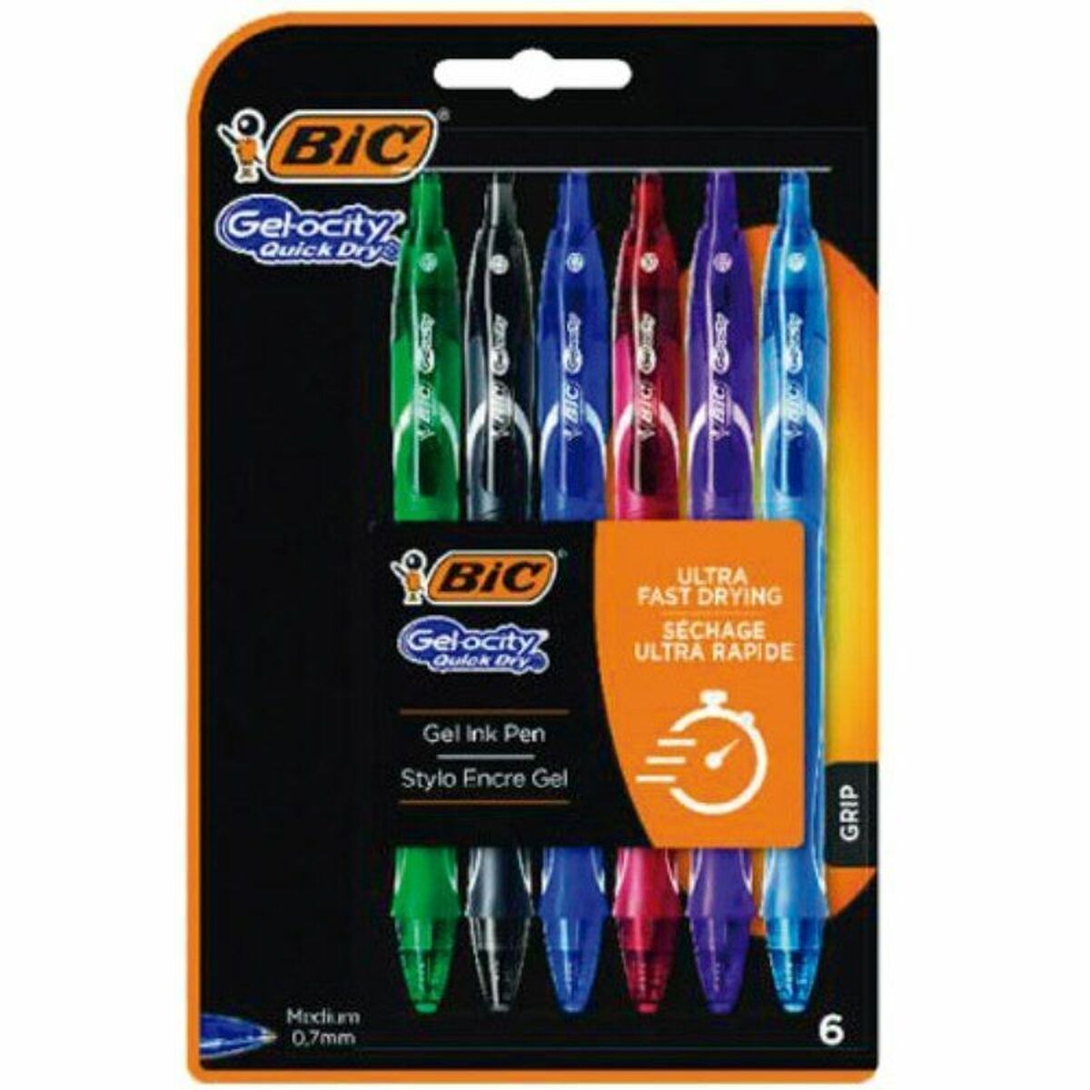 Set di Penne Bic Gelocity Quick Dry 964769 Nero Multicolore (6 Unità)