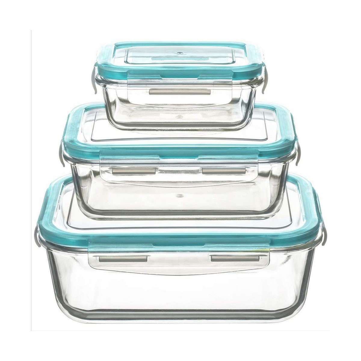 Set di 3 scatole porta pranzo 5five Simply Smart Azzurro Trasparente Cristallo 300 ml 690 ml 1000 L 800 g - Immagine 2