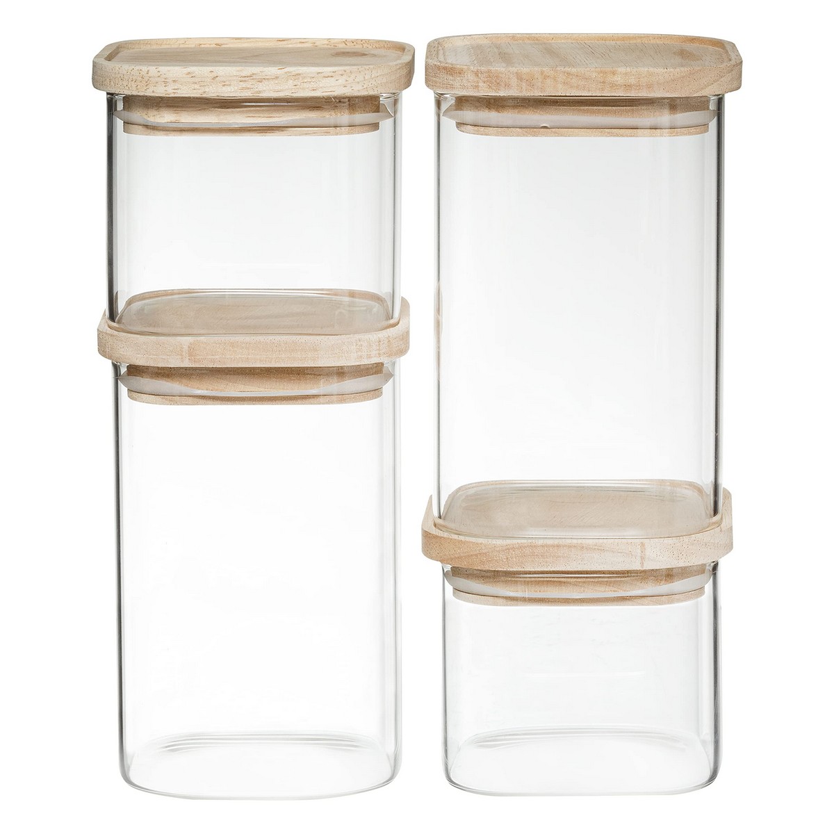 Set di 4 Barattoli Secret de Gourmet Cucina Impilabile Vetro - Immagine 6