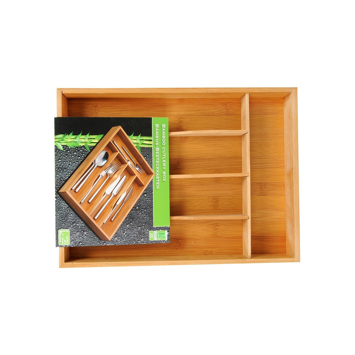 Vassoio Portaposate 5five Simply Smart Marrone Naturale Legno Bambù 34 x 25 x 4,5 cm - Immagine 4