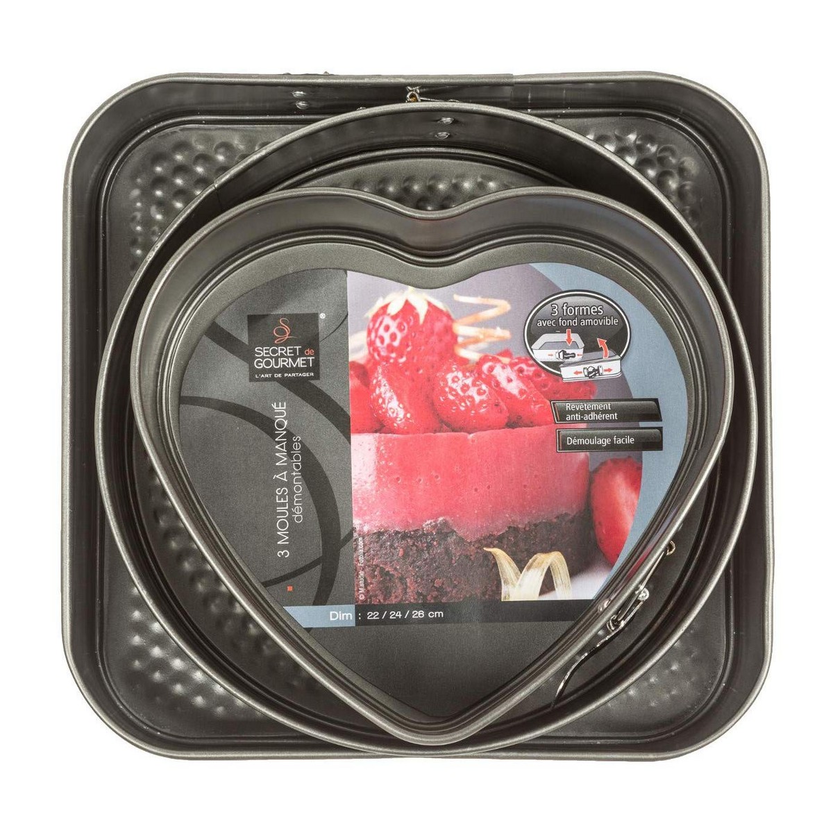 Set di Stampi Smontabili Secret de Gourmet Nero Alluminio 3 Pezzi - Immagine 5