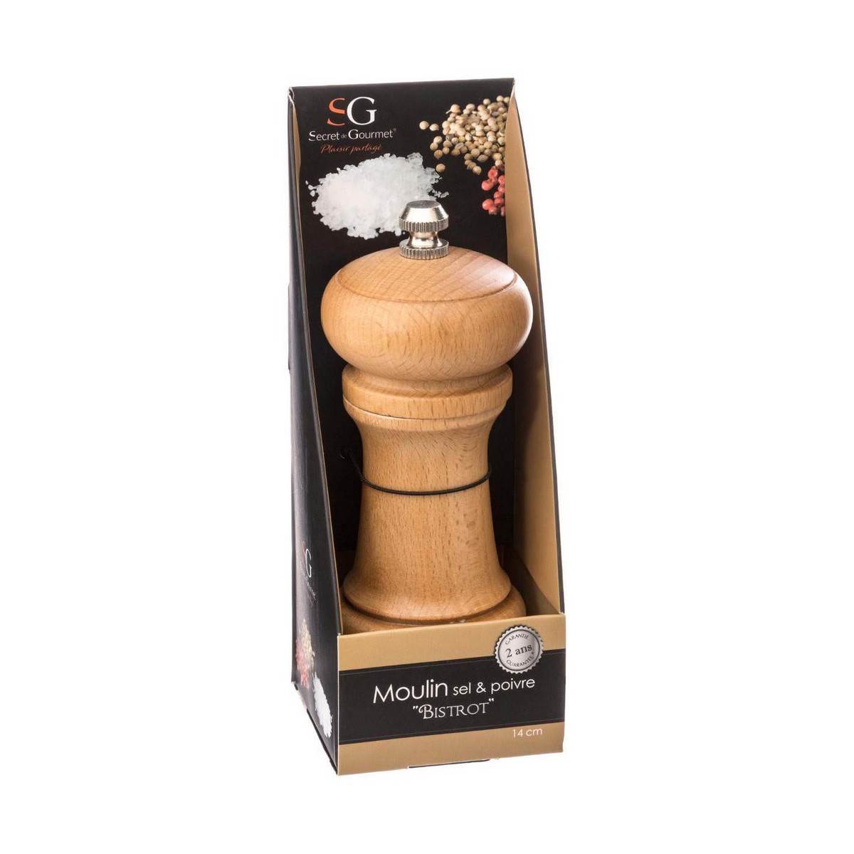 Macinino per Sale e Pepe 2 in 1 Secret de Gourmet Marrone Legno 14,5 x 5,5 cm - Immagine 2
