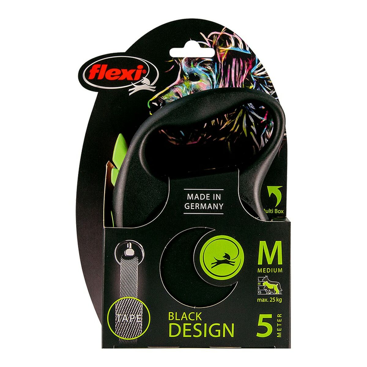 Guinzaglio per Cani Flexi BLACK DESIGN 5 m Taglia M Verde - Immagine 2