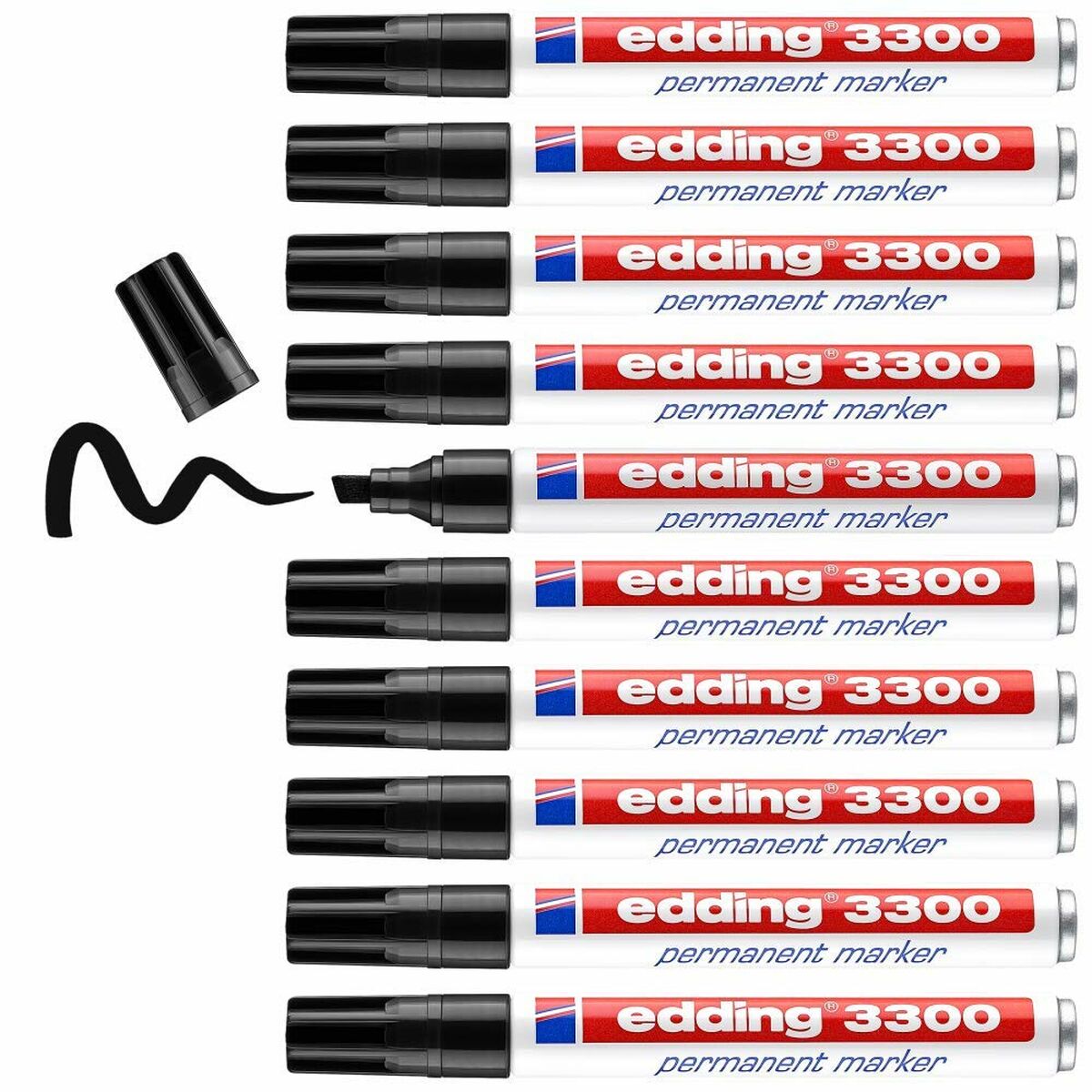 Marcatore permanente Edding 3300 Nero (10 Unità) - Immagine 3