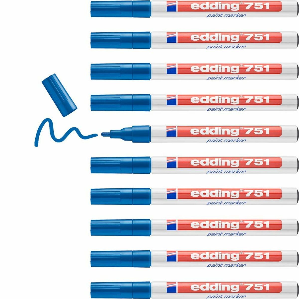 Marcatore permanente Edding 751 Azzurro (10 Unità) - Immagine 3