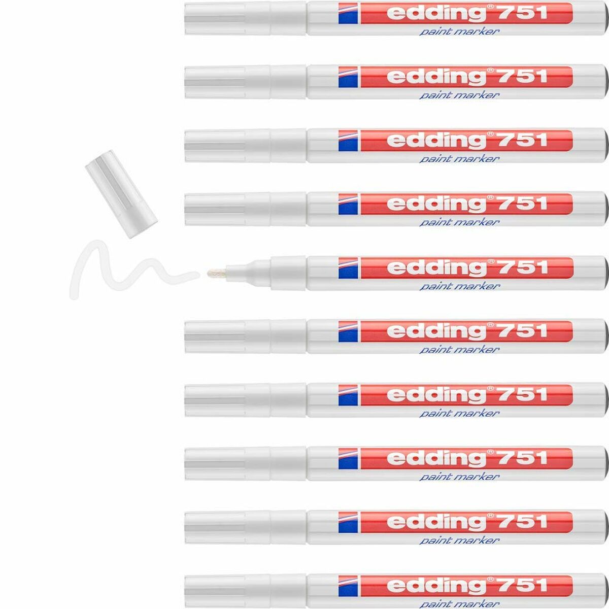 Marcatore permanente Edding E751 Bianco (10 Unità) - Immagine 2