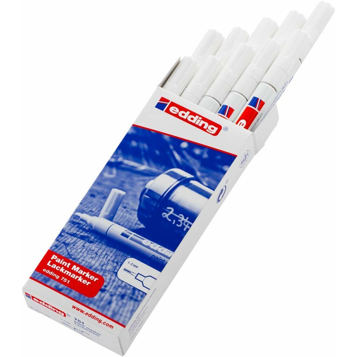 Marcatore permanente Edding E751 Bianco (10 Unità) - Immagine 3