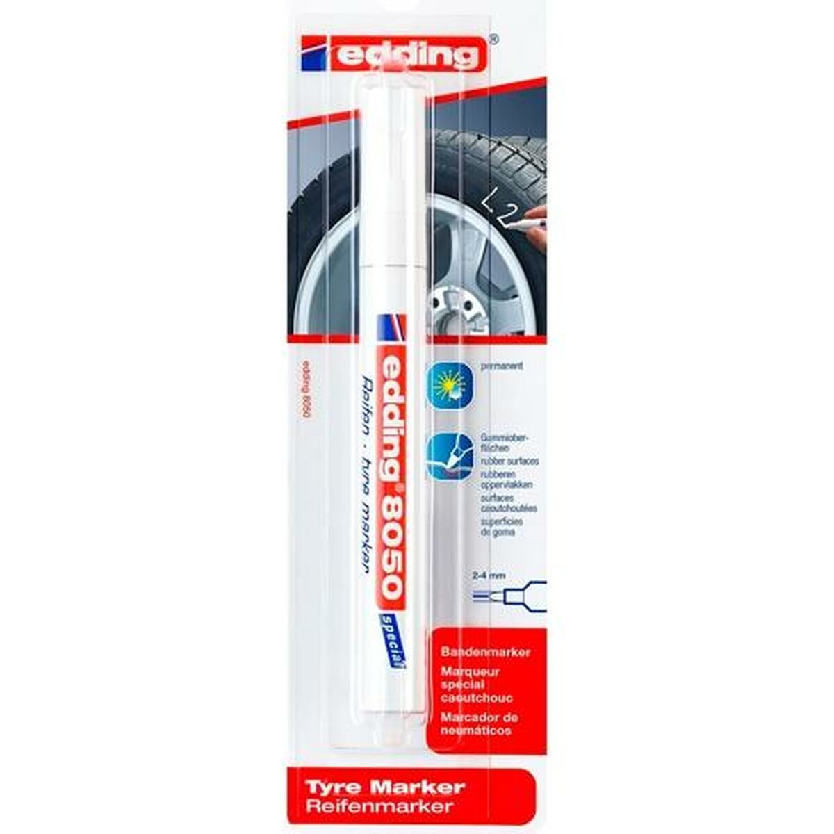 Marcatore permanente Edding Bianco 2-4 mm (5 Unità)