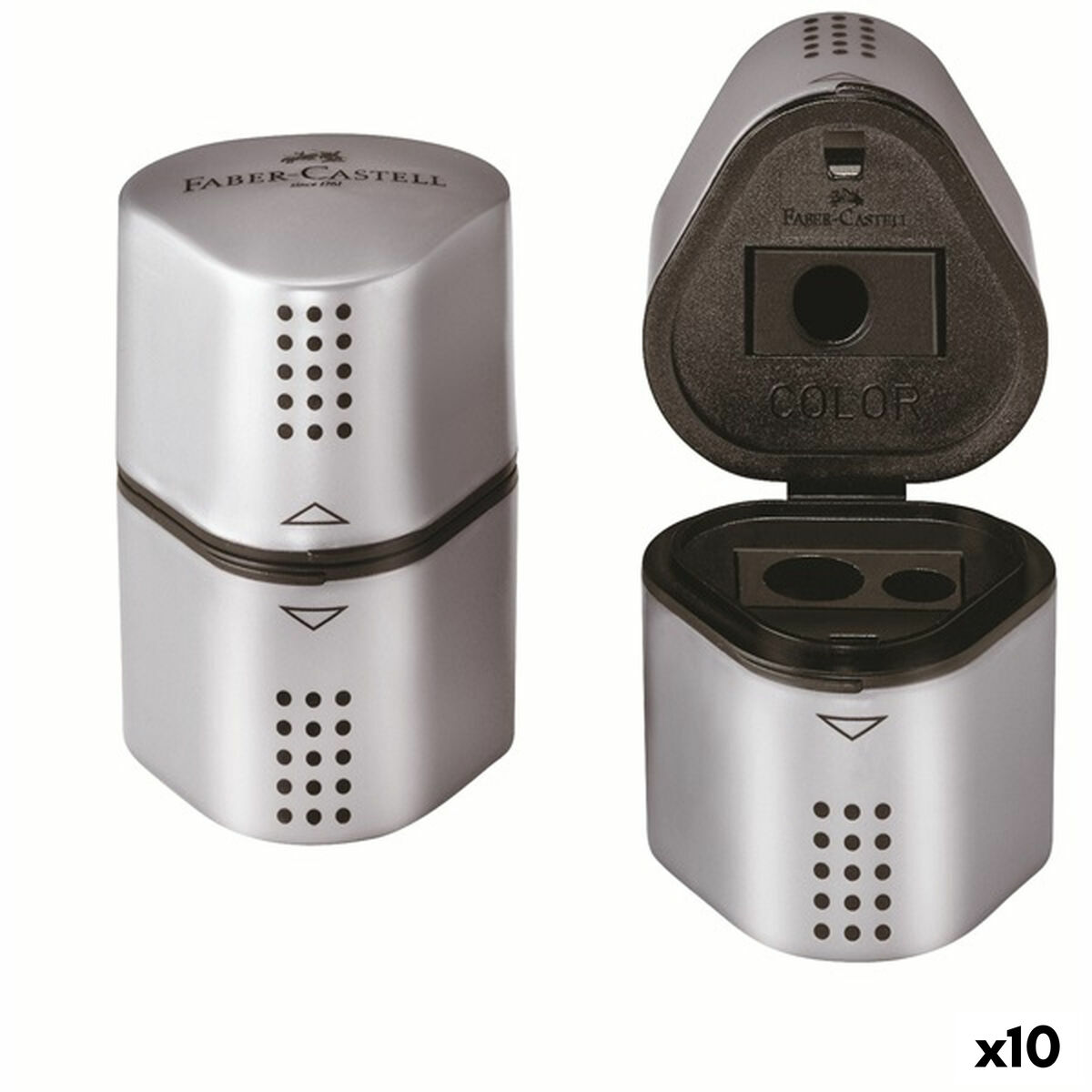 Temperamatite Faber-Castell Grip 2001 3 in 1 Argentato Metallo (10 Unità)