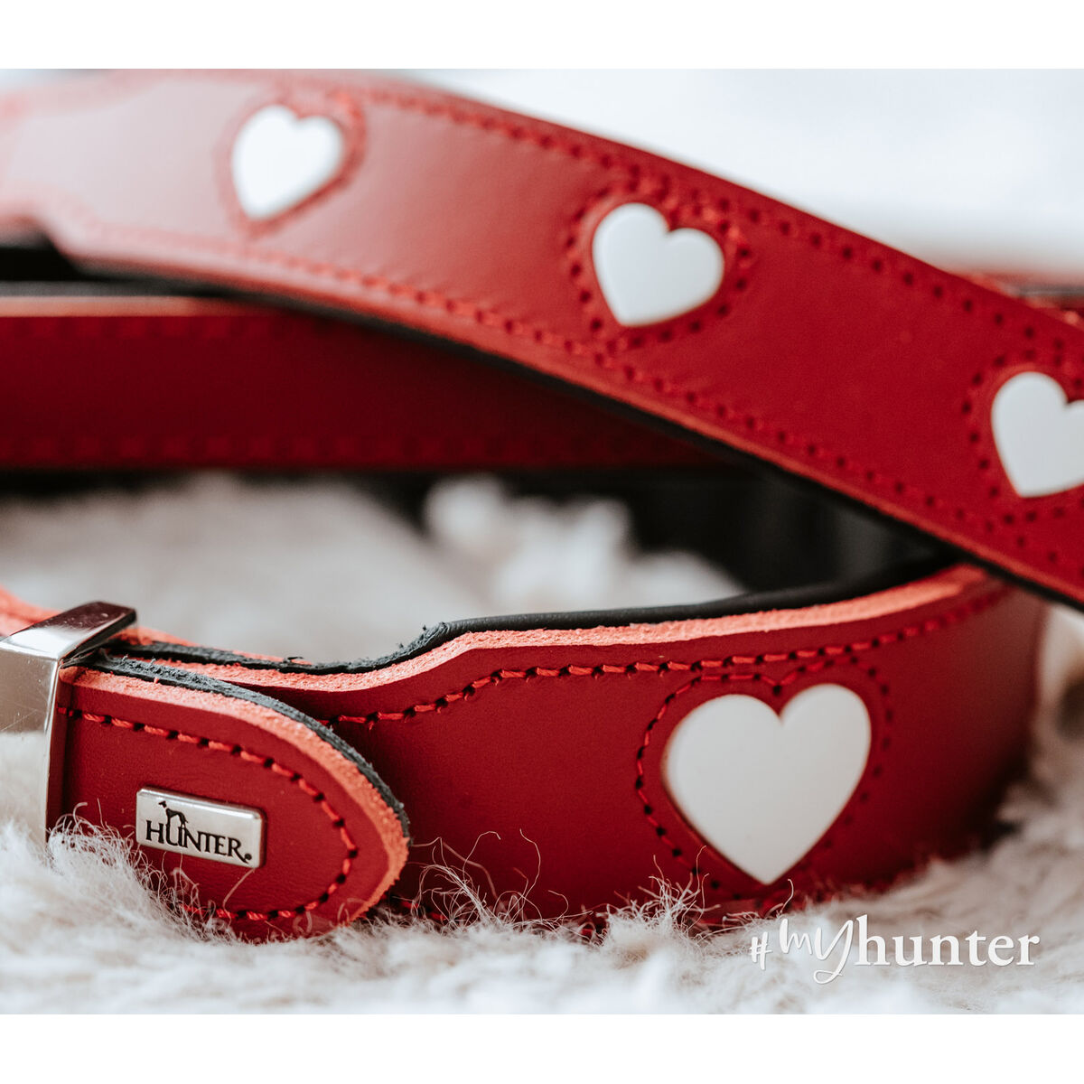 Collare per Cani Hunter Love XS/S 30-34 cm Rojo/Blanco - Immagine 3