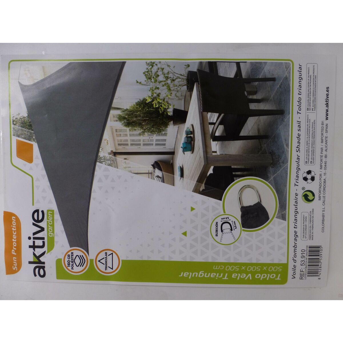 Vela parasole Aktive Grigio 500 x 0,5 x 500 cm Triangolare (4 Unità) - Immagine 5