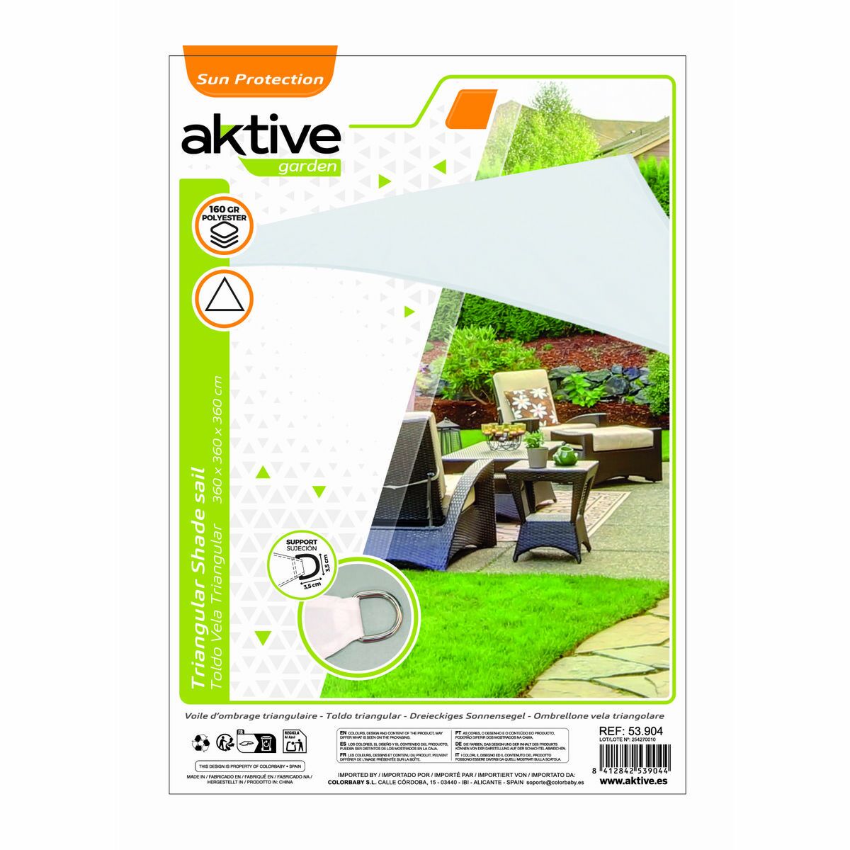 Vela parasole Aktive 360 x 0,5 x 360 cm Triangolare (6 Unità) - Immagine 7