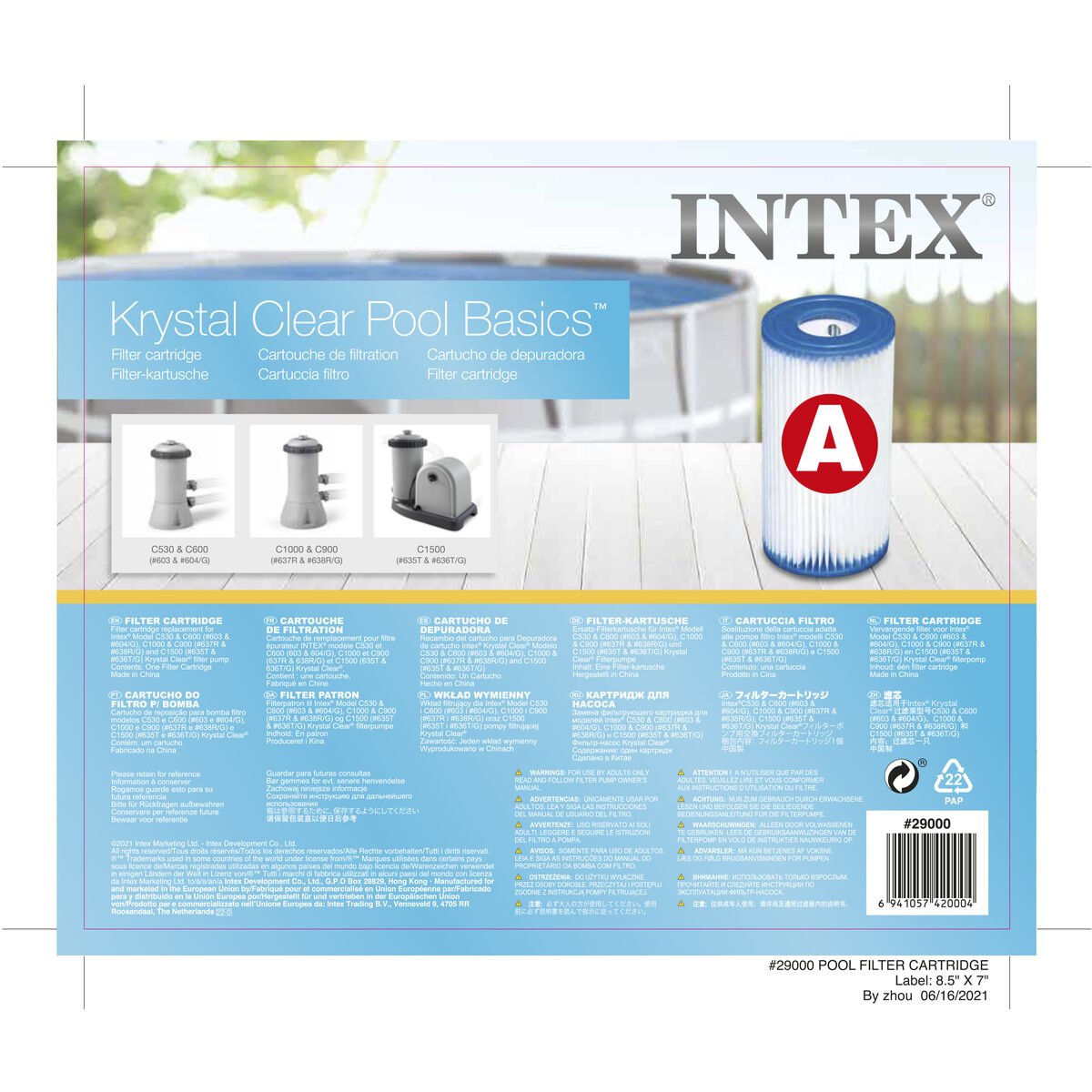 Filtro per Sistema di Filtraggio Intex Ricambio Tipo A - Immagine 4