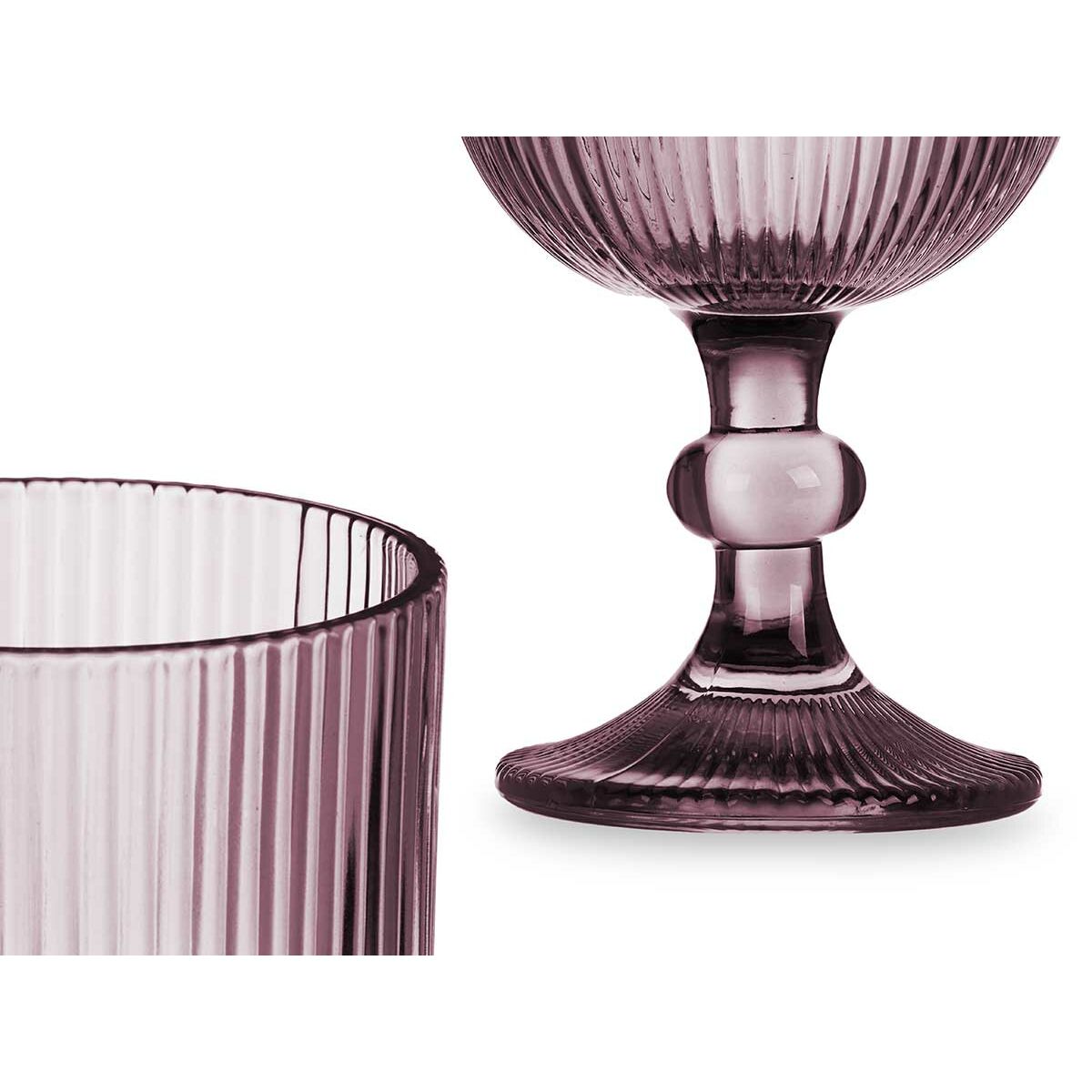 Calice per vino Vivalto Rosa Vetro 260 ml Righe (6 Unità) - Immagine 3
