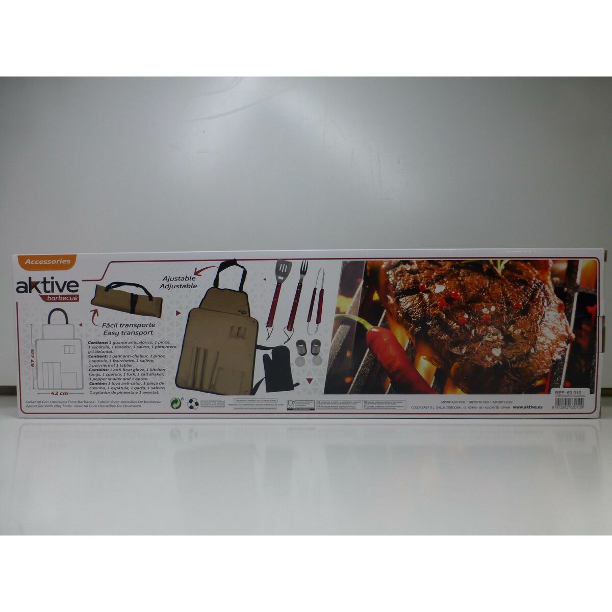 Set Utensili da Barbecue Aktive 7 Pezzi Barbecue Acciaio inossidabile 42 x 67 x 3 cm (4 Unità) - Immagine 8