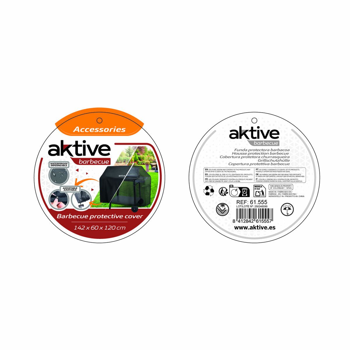 Coperchio di protezione per barbecue Aktive Nero 4 Unità 142 x 120 x 60 cm - Immagine 8