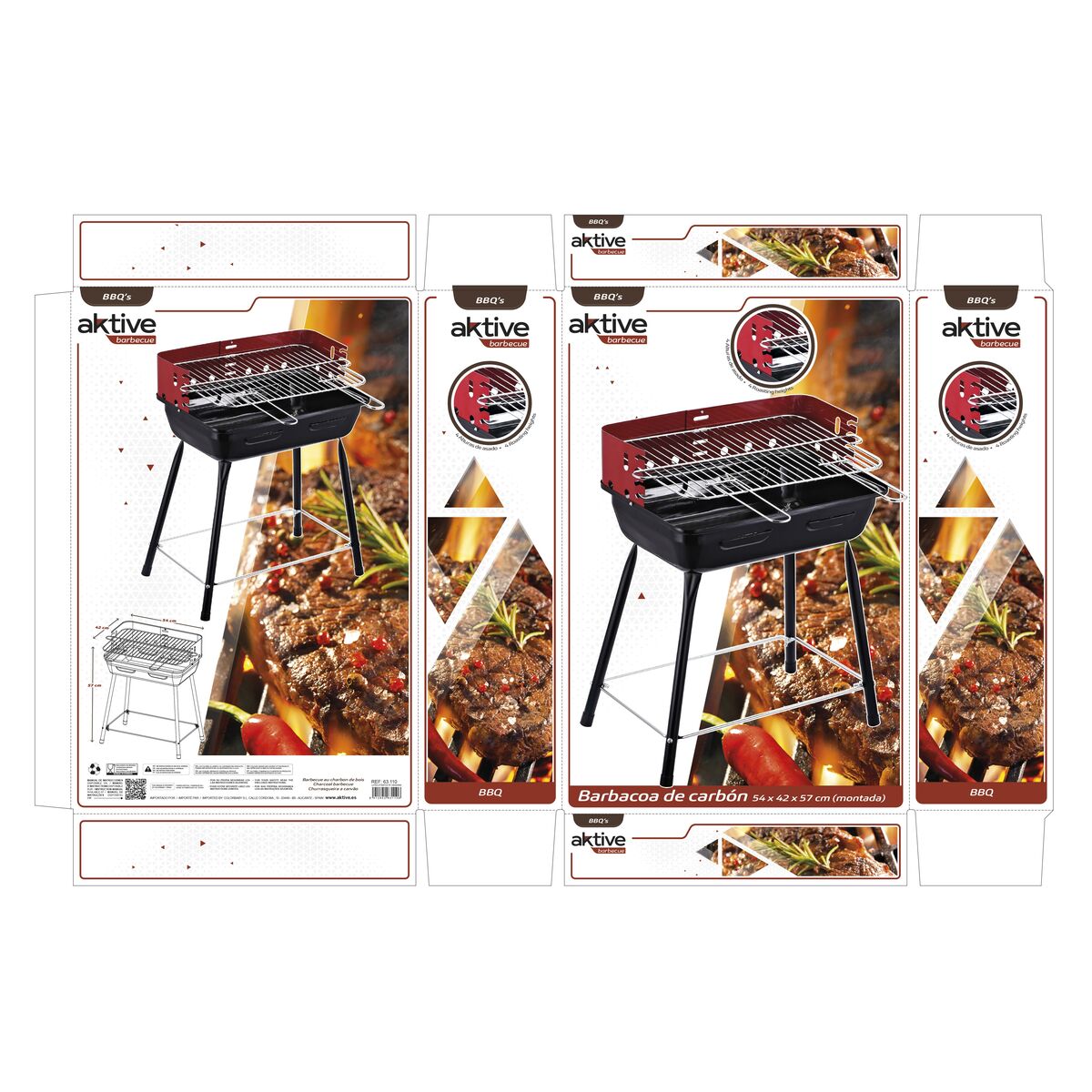 Barbecue Portatile Aktive Metallo 42 x 54 x 42 cm (2 Unità) - Immagine 3