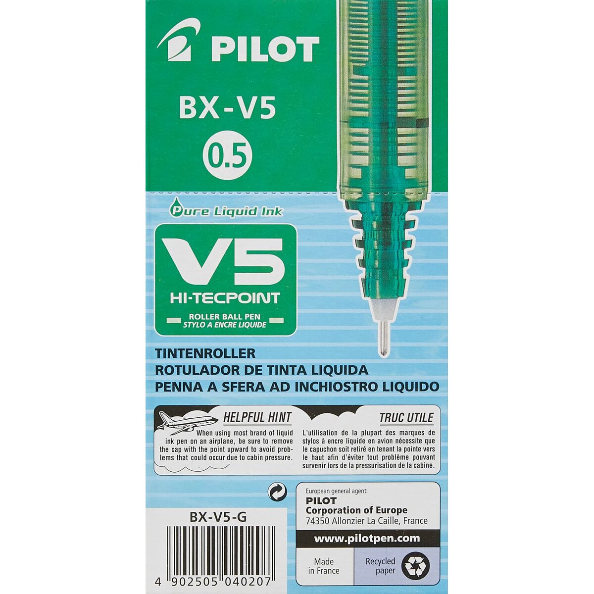 Penna a inchiostro liquido Pilot V-5 Hi-Tecpoint Verde 0,3 mm (12 Unità) - Immagine 5