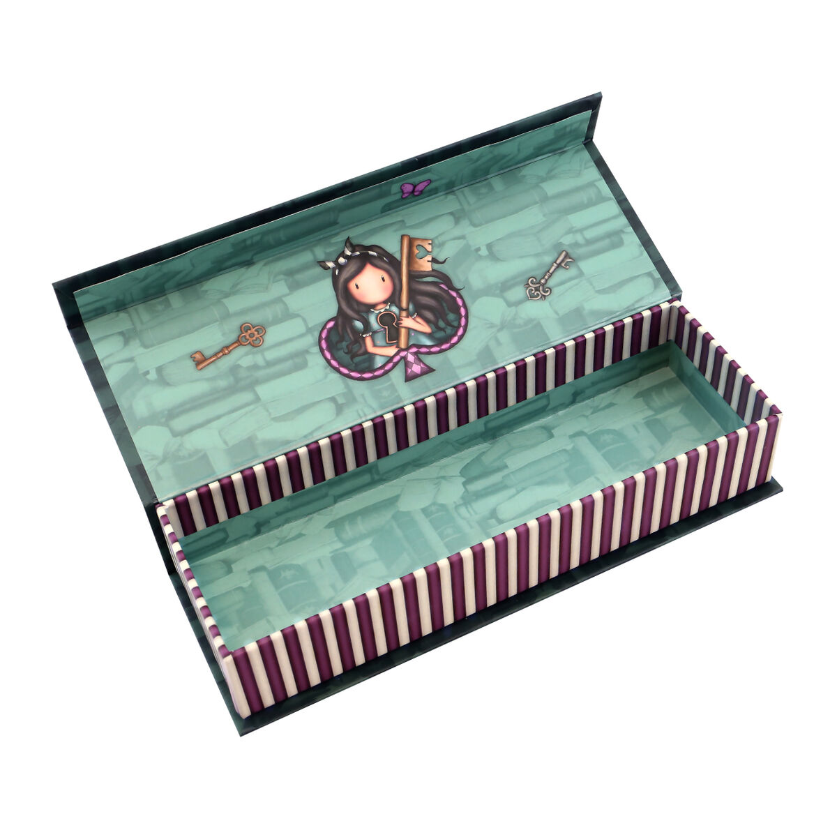 Necessaire Gorjuss Curiosity Scatola Grigio Verde (20.2 x 4 x 7 cm) - Immagine 2