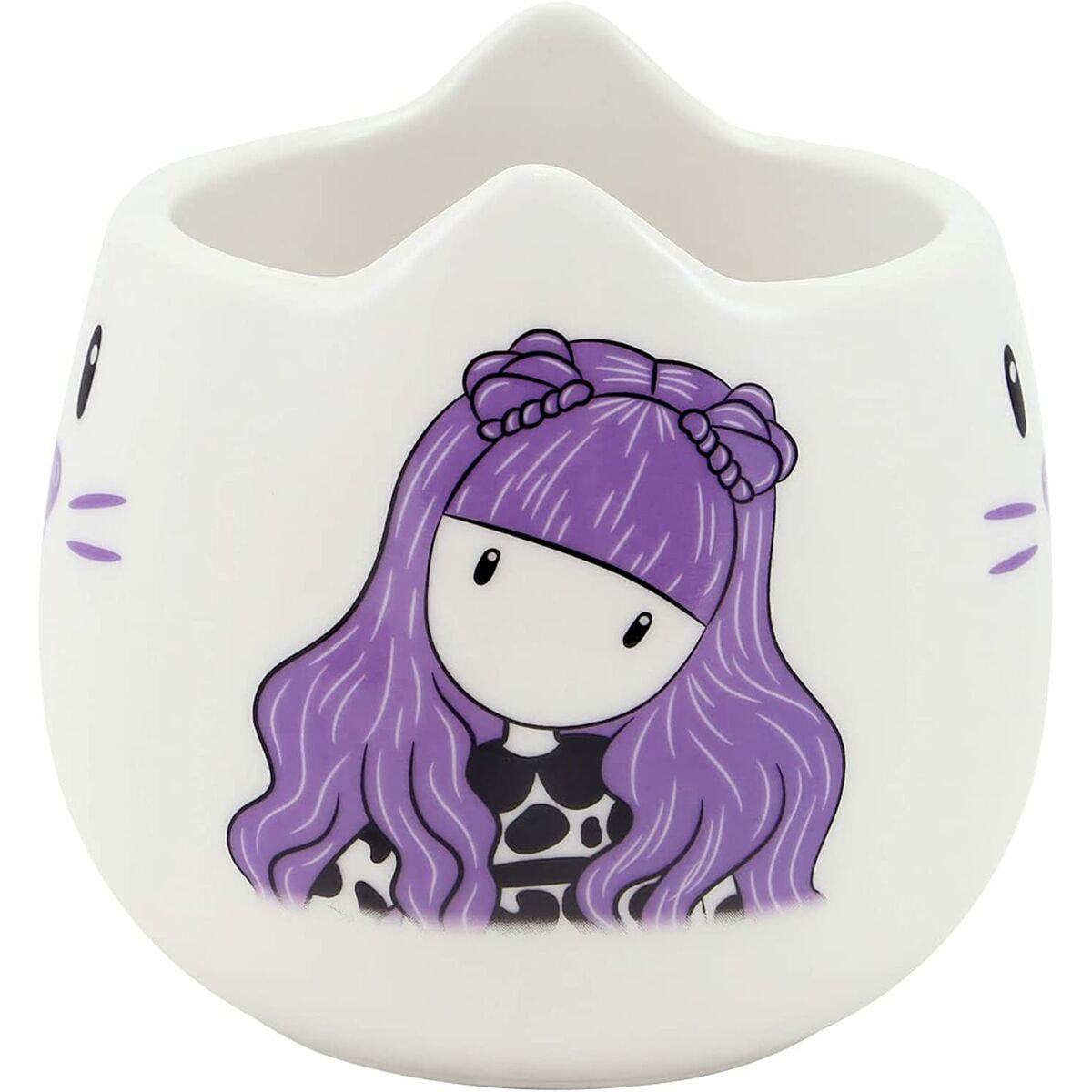 Tazza con Piatto Gorjuss Smitten kitten Bianco Nero Ceramica Sottobicchieri Tazza - Immagine 2