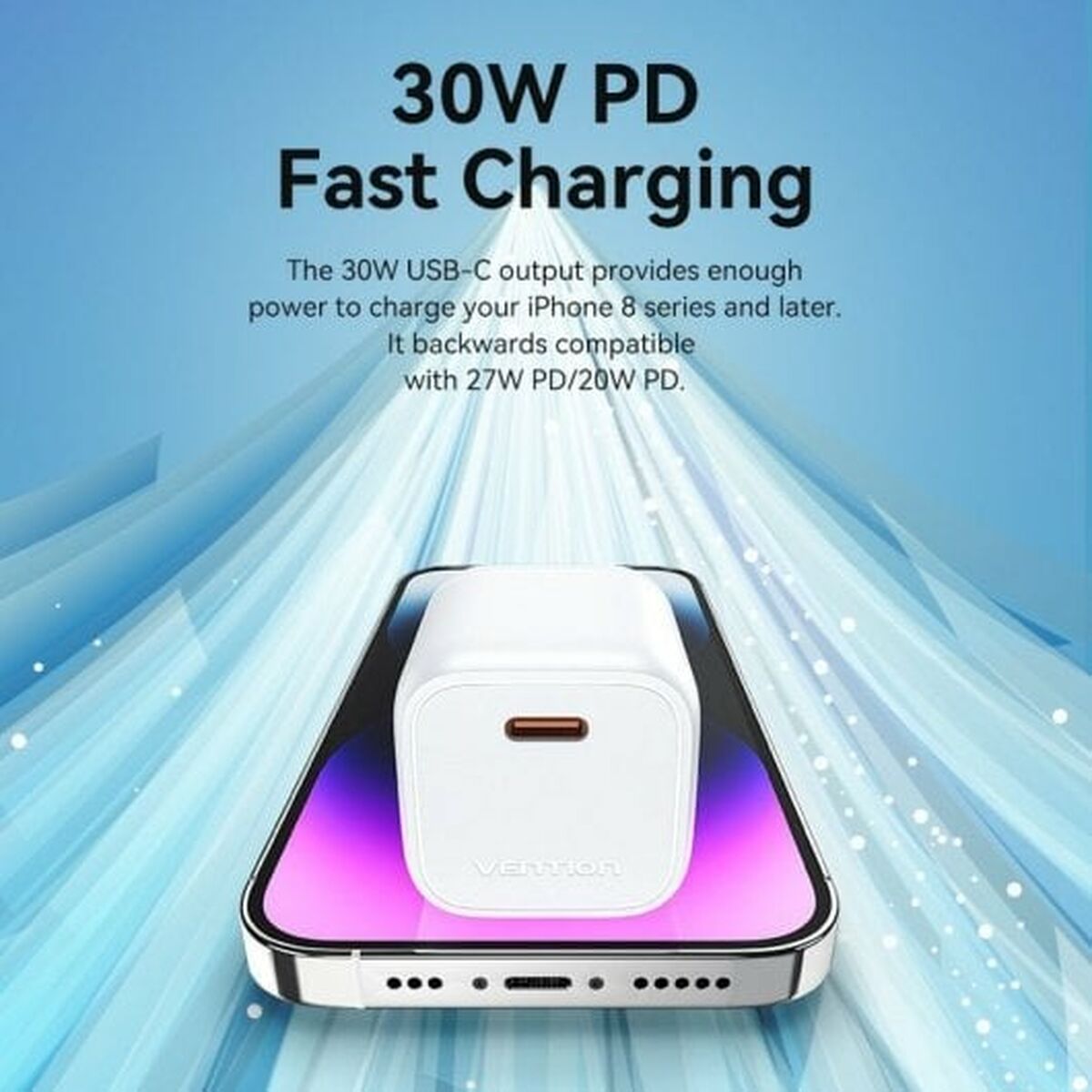 Caricabatterie da Parete Vention FAKW0-EU 30 W USB-C Giallo - Immagine 4
