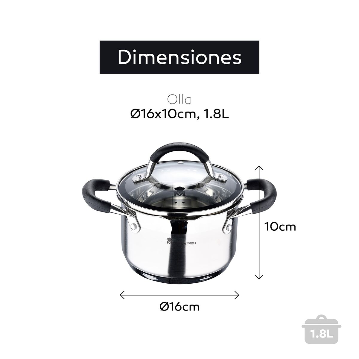 Pentola a Cottura Lenta Masterpro Ø 16 cm 1,8 L - Immagine 2