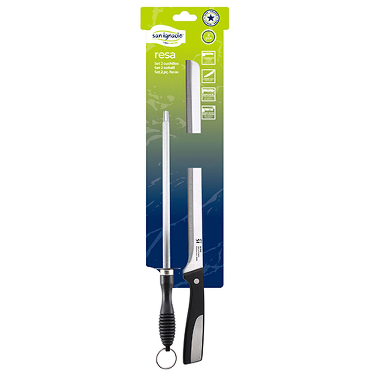 Coltello per Prosciutto San Ignacio SG-4362 Acciaio inossidabile Chaira 2 Pezzi - Immagine 5