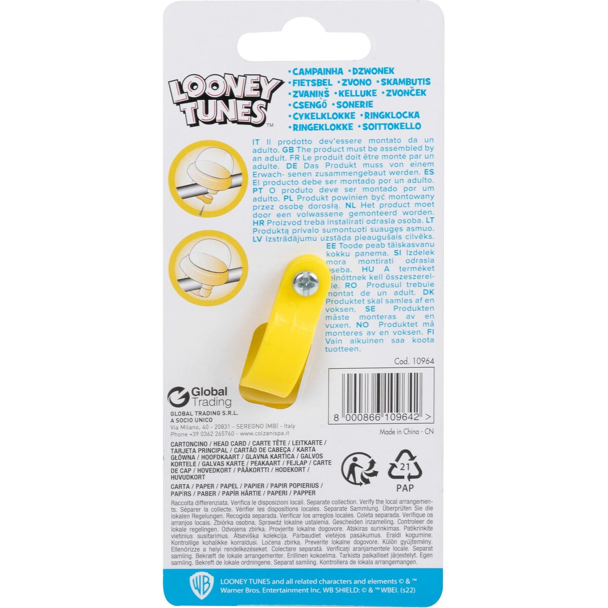 Campanello per Biciclette per Bambini Looney Tunes CZ10964 Giallo - Immagine 6