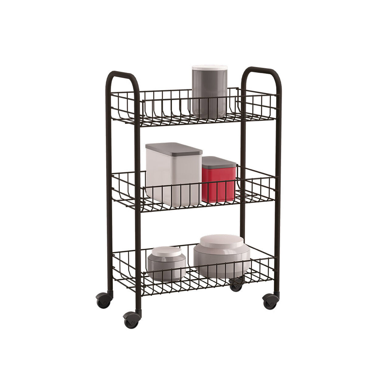 Carrello da Cucina Metaltex Siena Nero 3 Mensole Filo di ferro (63 x 41 x 23 cm)