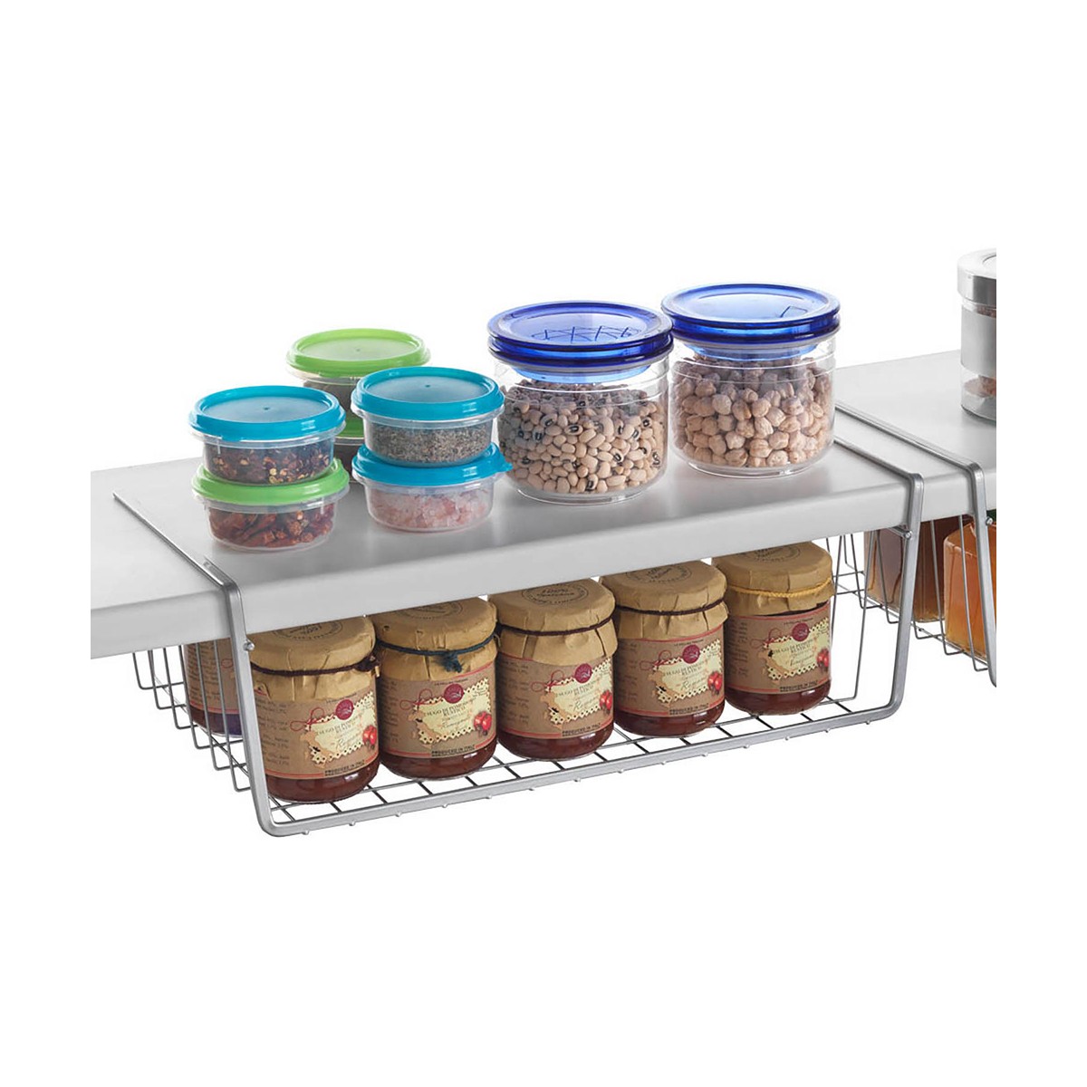 Contenitore per Sistemare per Mobile da Cucina Metaltex Kanguro 40 x 26 x 14 cm Bianco Grigio - Immagine 6