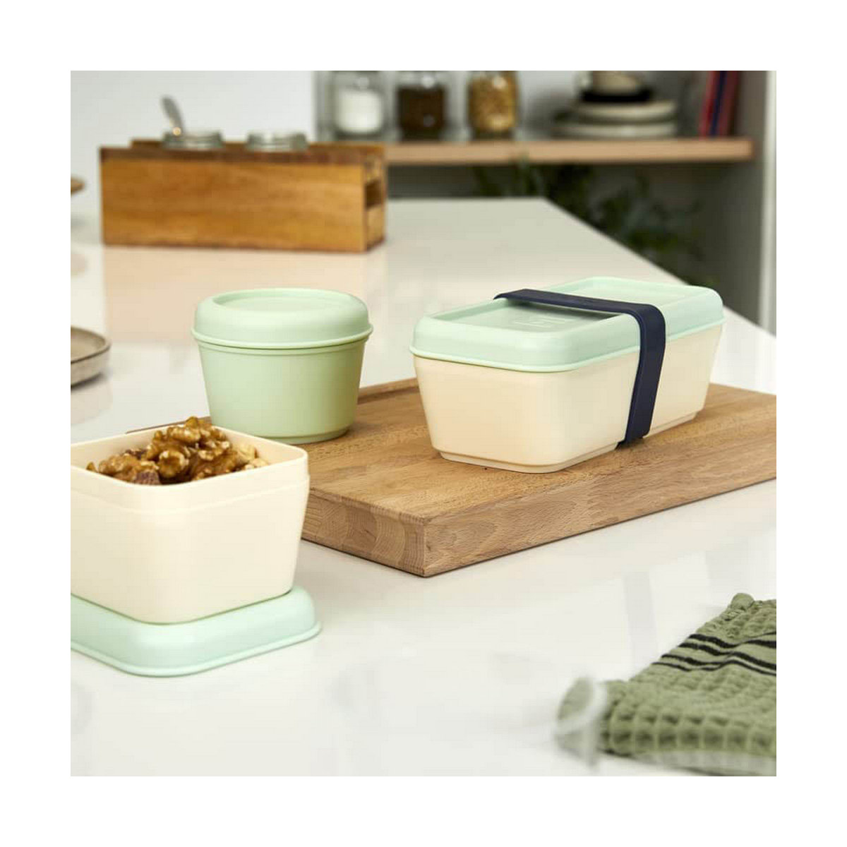 Porta Pranzo Quadrato con Coperchio Milan Verde 330 ml 12 x 10 x 7 cm Plastica (1 Unità) - Immagine 3