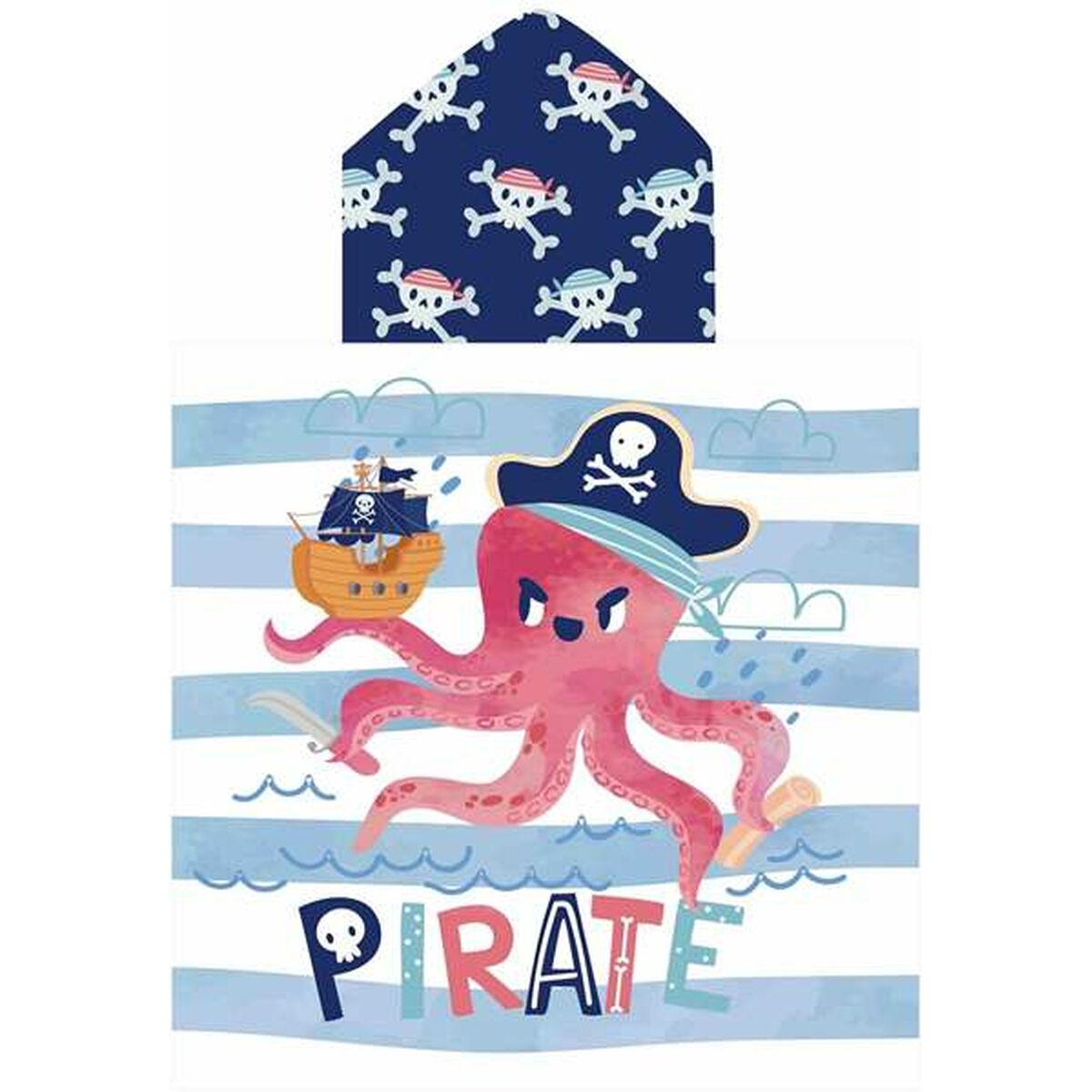 Poncho-Asciugamano con Cappuccio Secaneta Piratepolp 60 x 120 cm