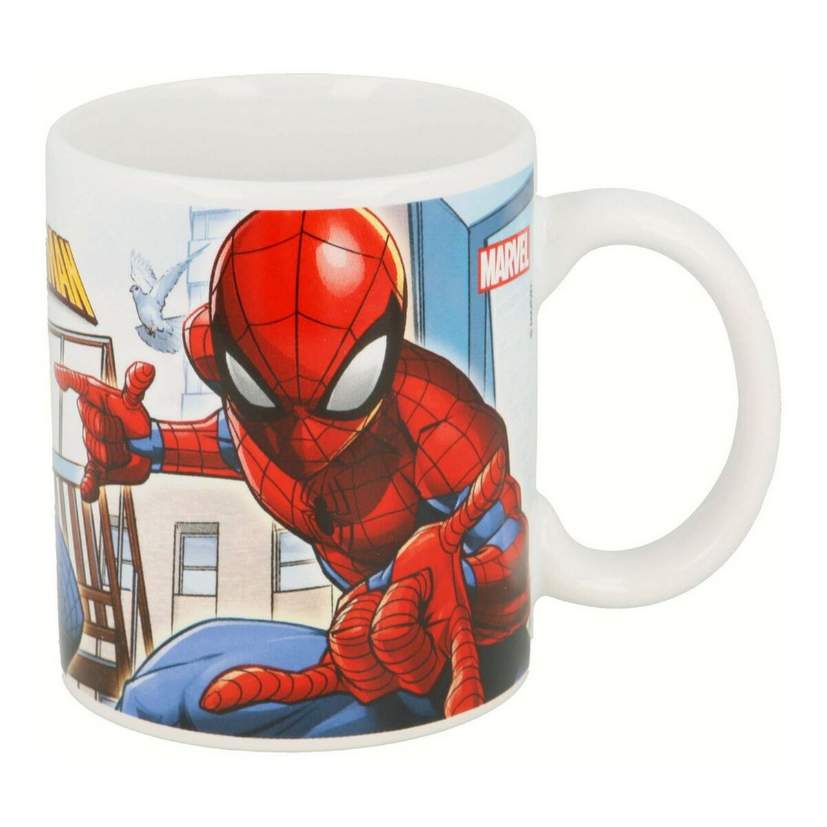 Tazza Mug Spider-Man Great power Azzurro Rosso Ceramica 350 ml - Immagine 3
