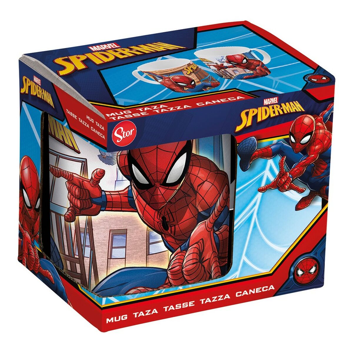 Tazza Mug Spider-Man Great power Azzurro Rosso Ceramica 350 ml - Immagine 4
