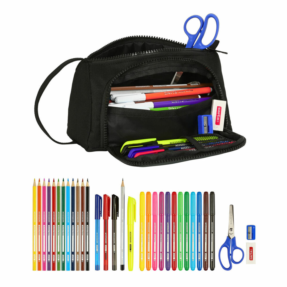 Astuccio per la Scuola con Accessori BlackFit8 Gradient Nero Verde militare (32 Pezzi) - Immagine 2