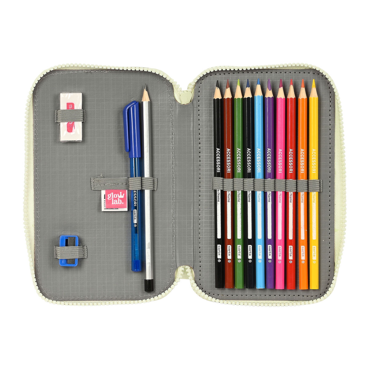 Astuccio per la Scuola con Accessori Glow Lab Magic flow Beige 12.5 x 19.5 x 4 cm (28 Pezzi) - Immagine 5