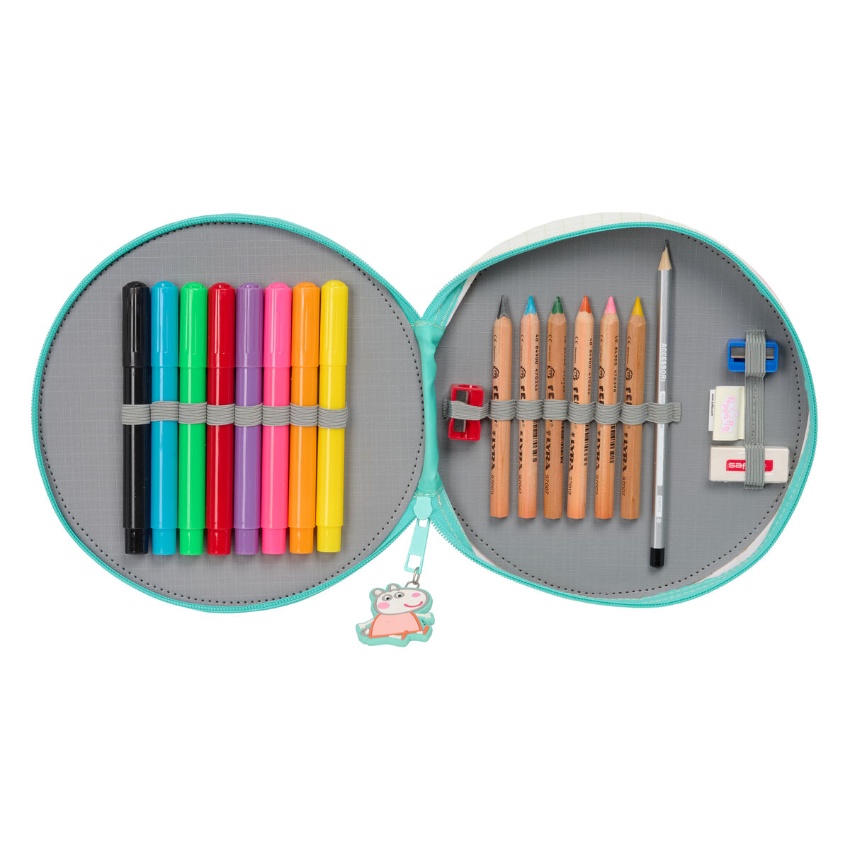 Astuccio per la Scuola con Accessori Peppa Pig Pretty flowers Giallo Menta 18 Pezzi - Immagine 2
