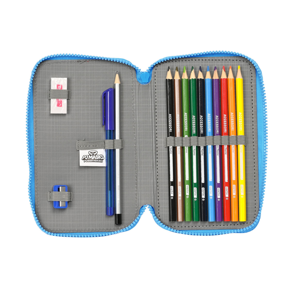 Astuccio Doppio PJ Masks Azzurro 12.5 x 19.5 x 4 cm (28 Pezzi) - Immagine 4