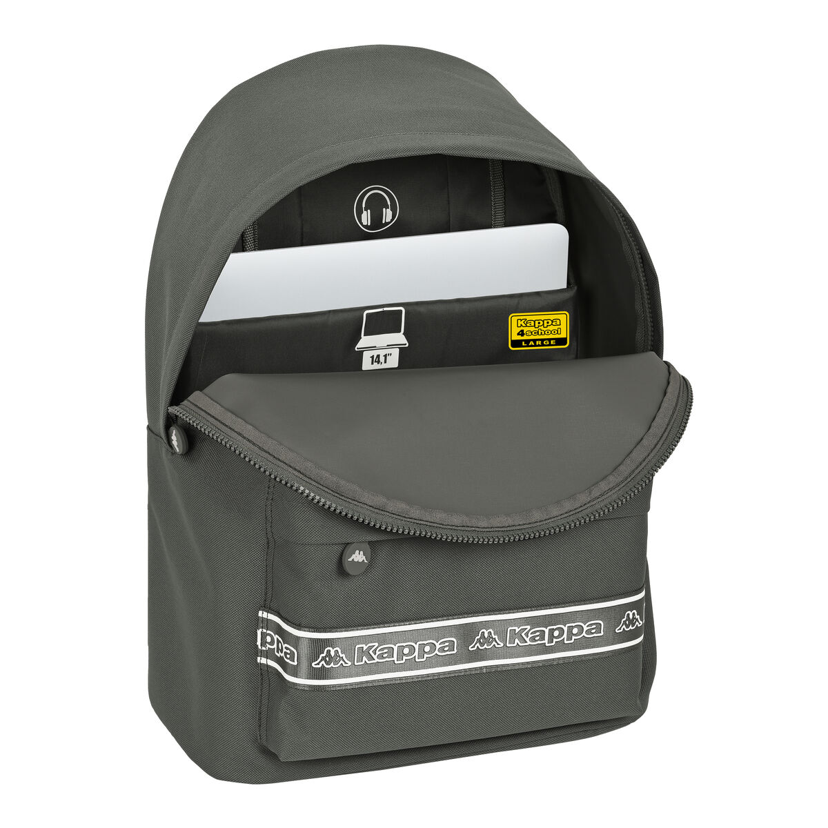 Zaino Scuola Kappa   31 x 41 x 16 cm Grigio - Immagine 3