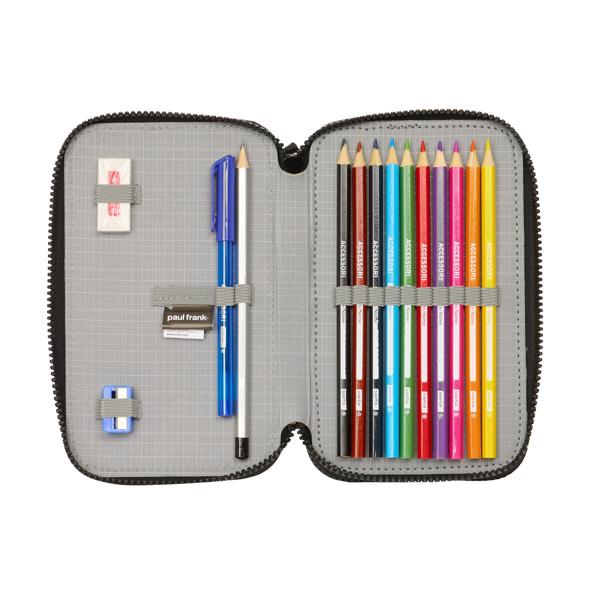 Astuccio Doppio Paul Frank Join the fun Nero 12.5 x 19.5 x 4 cm (28 Pezzi) - Immagine 3