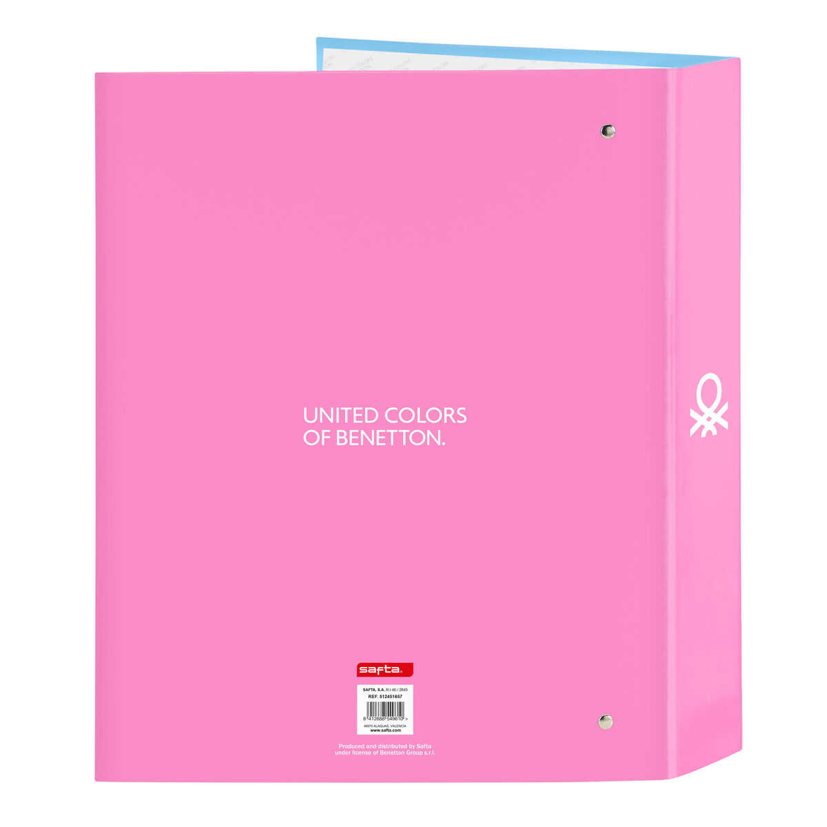 Raccoglitore ad anelli Benetton Spring Rosa Blu cielo A4 27 x 33 x 6 cm - Immagine 2
