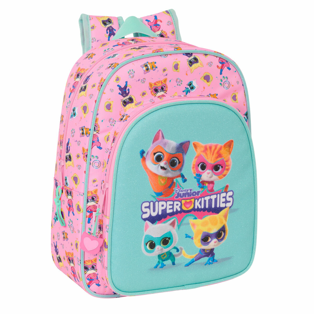 Zaino Scuola SuperKitties Rosa Turchese 26 x 34 x 11 cm
