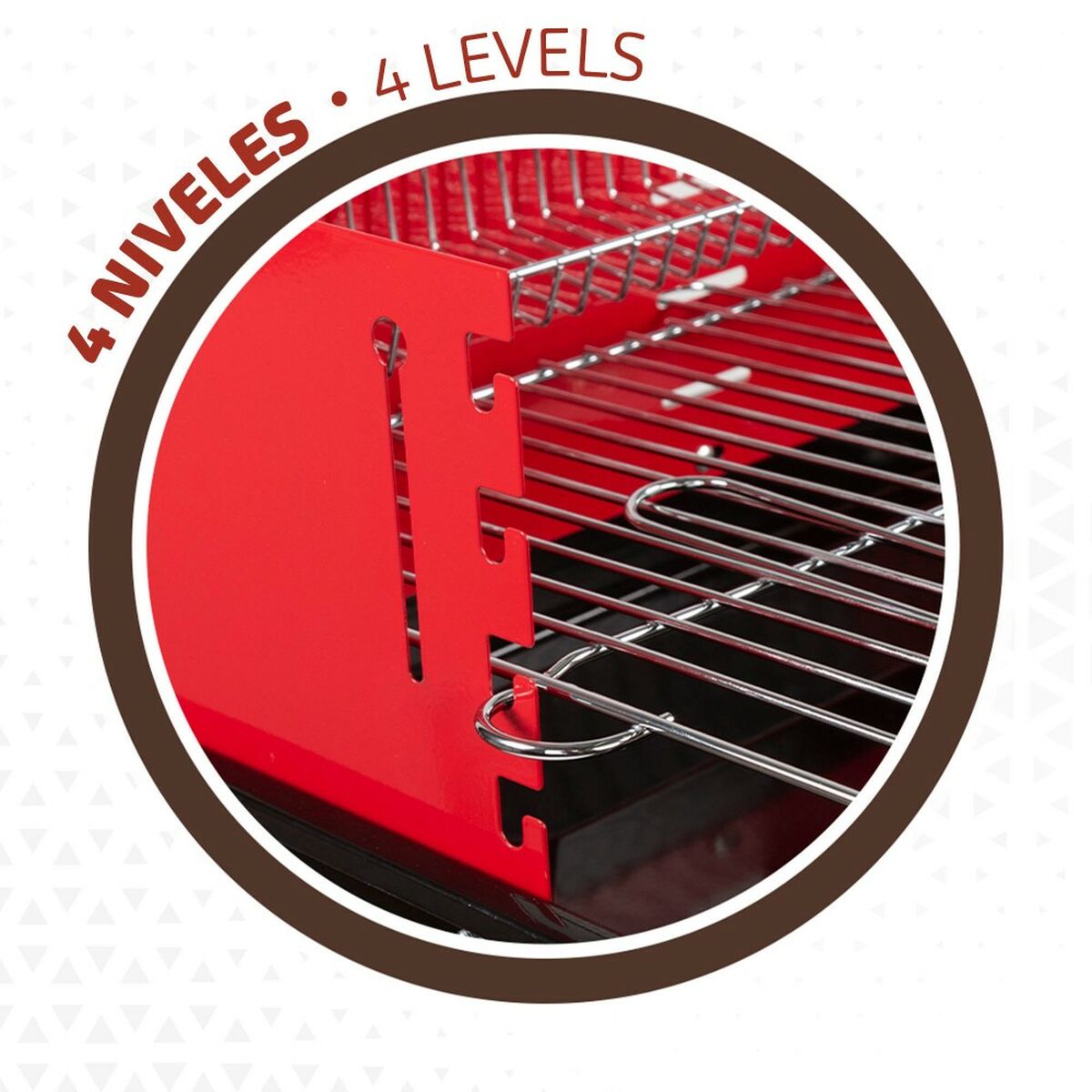 Barbecue a Carboni con Ruote Aktive Acciaio Plastica Metallo smaltato 66 x 85 x 44 cm Rosso - Immagine 3