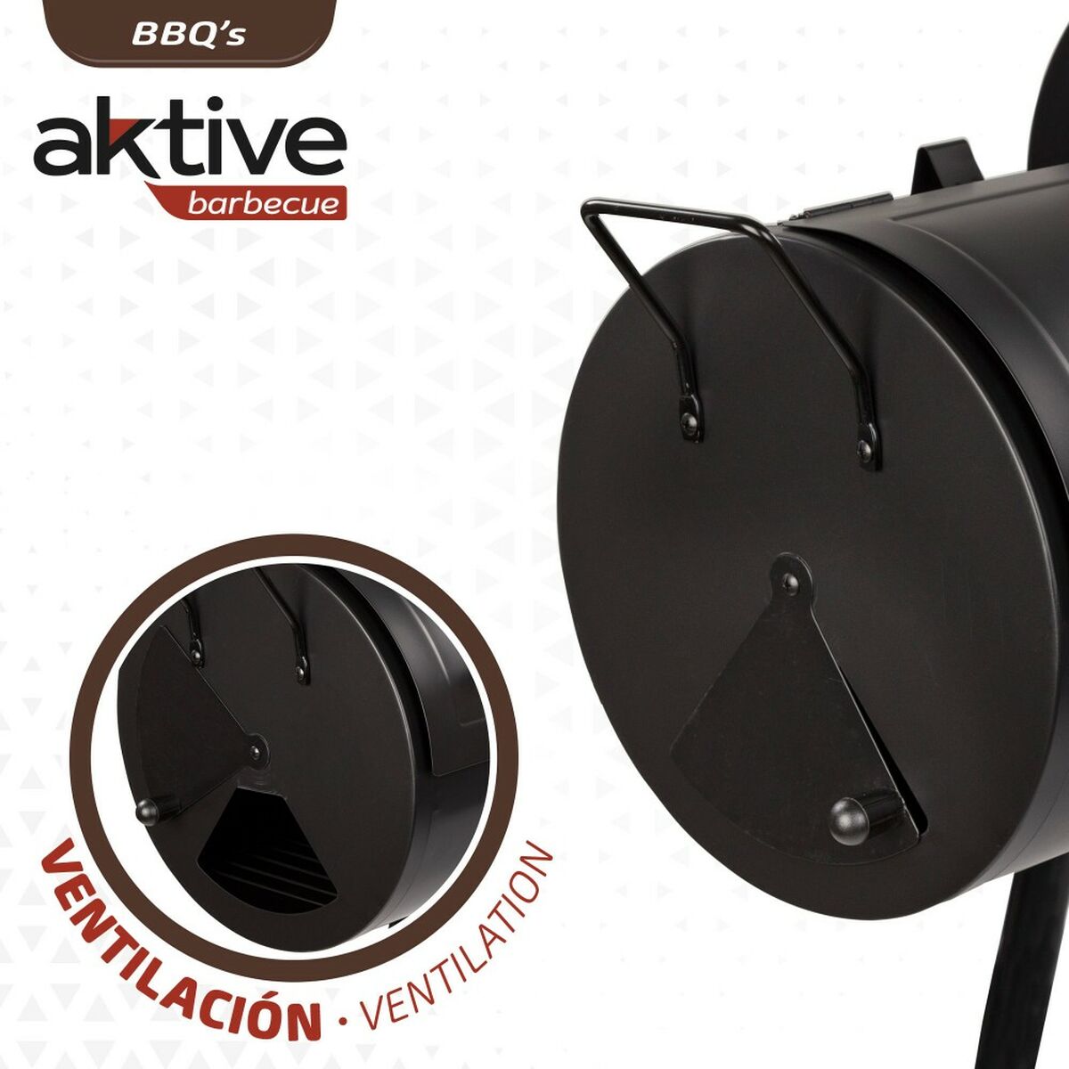 Barbecue a Carboni con Ruote Aktive Acciaio Plastica Metallo smaltato 106 x 106 x 61 cm Nero - Immagine 3