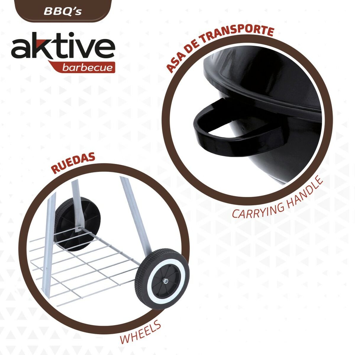Barbecue a Carboni con Ruote Aktive Metallo smaltato 46 x 89 x 46 cm Nero - Immagine 3