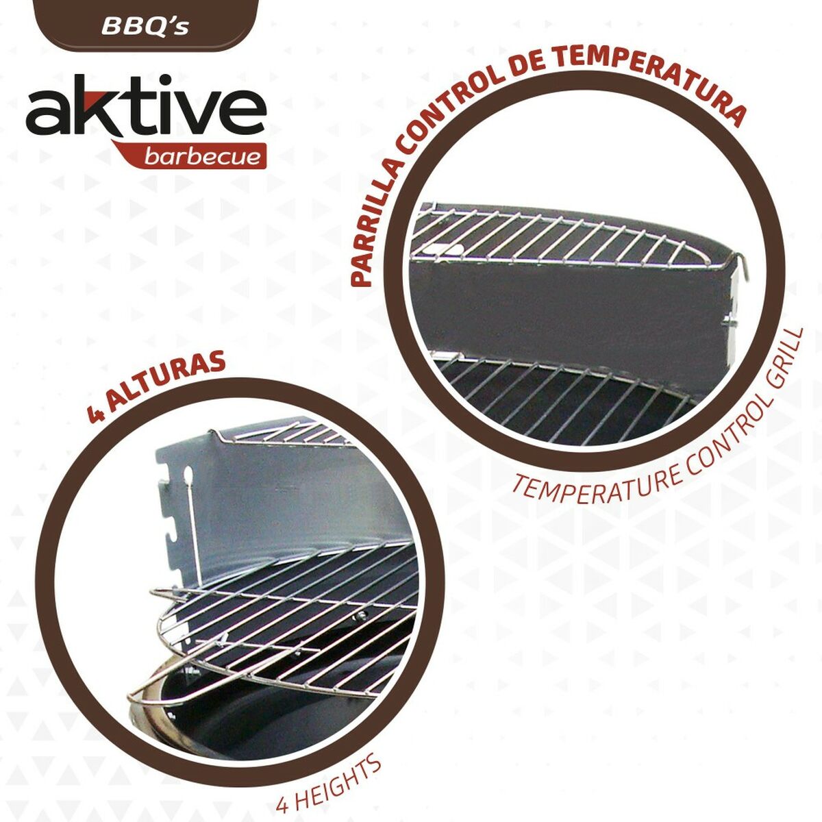 Barbecue a Carboni con Ruote Aktive Metallo smaltato 51 x 82 x 51 cm Nero - Immagine 2
