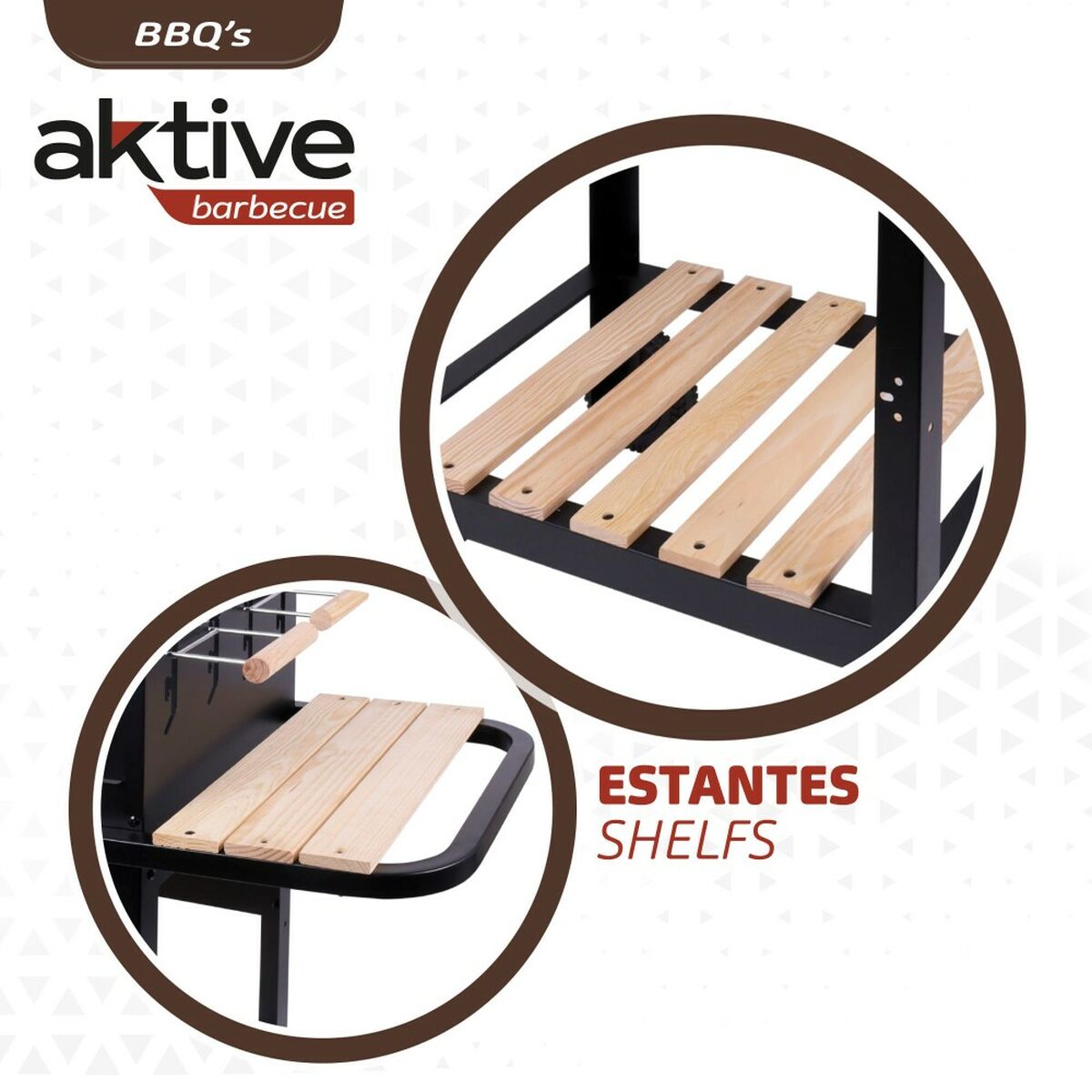 Barbecue a Carboni con Ruote Aktive Metallo smaltato 100,5 x 88,5 x 40 cm Nero - Immagine 4