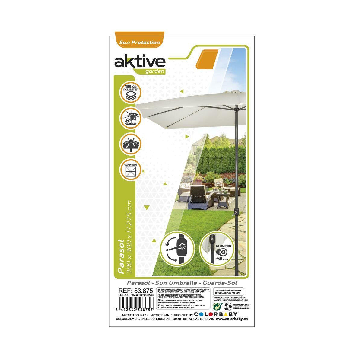 Ombrellone Aktive Crema Ø 300 cm 300 x 275 x 300 cm - Immagine 6