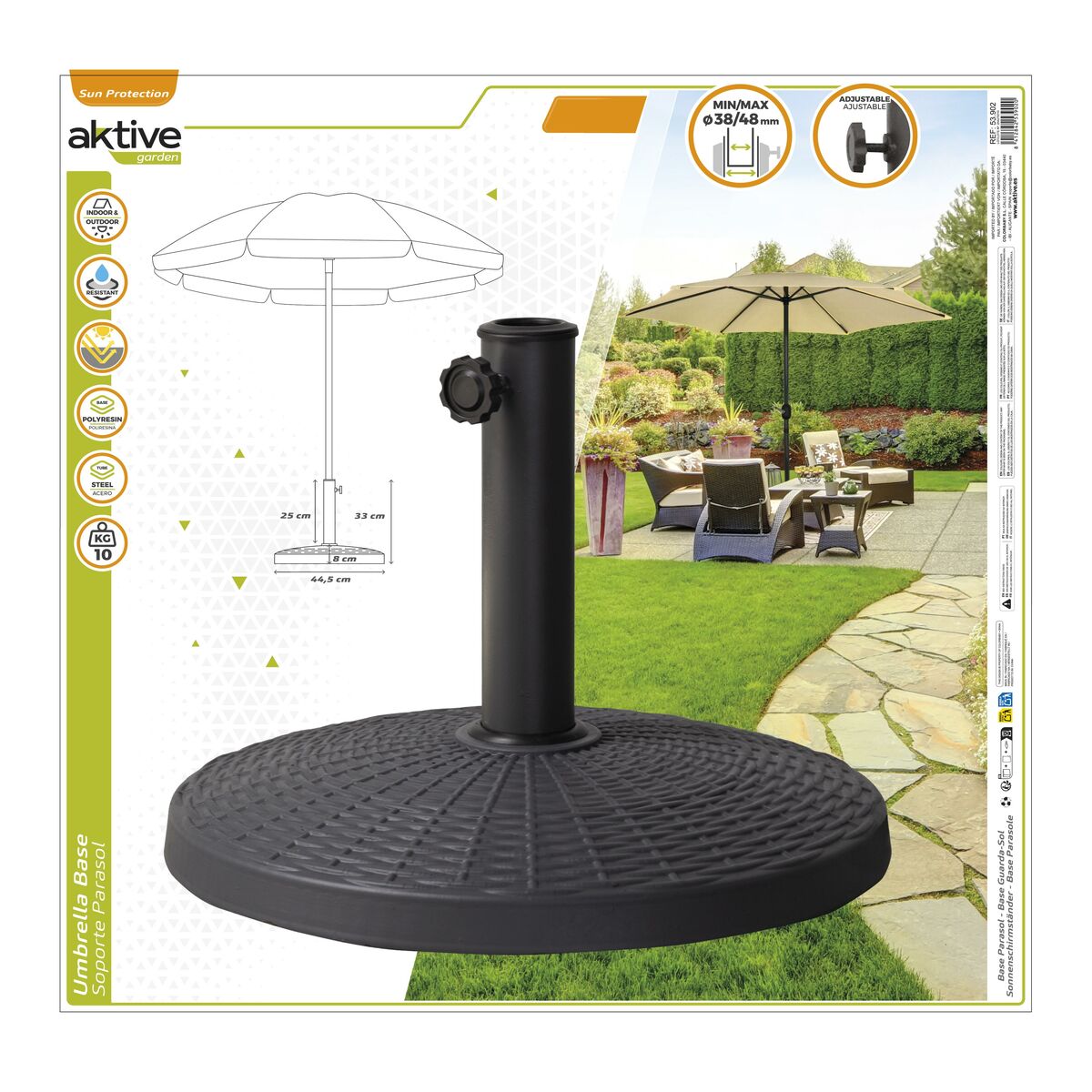 Base per Ombrellone Aktive 44,5 x 33 x 44,5 cm Acciaio Poliresina - Immagine 3